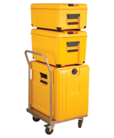 Wózek AVATHERM z uchwytem – wózek transportowy Thermobox ze stali nierdzewnej (50×55×90 cm)