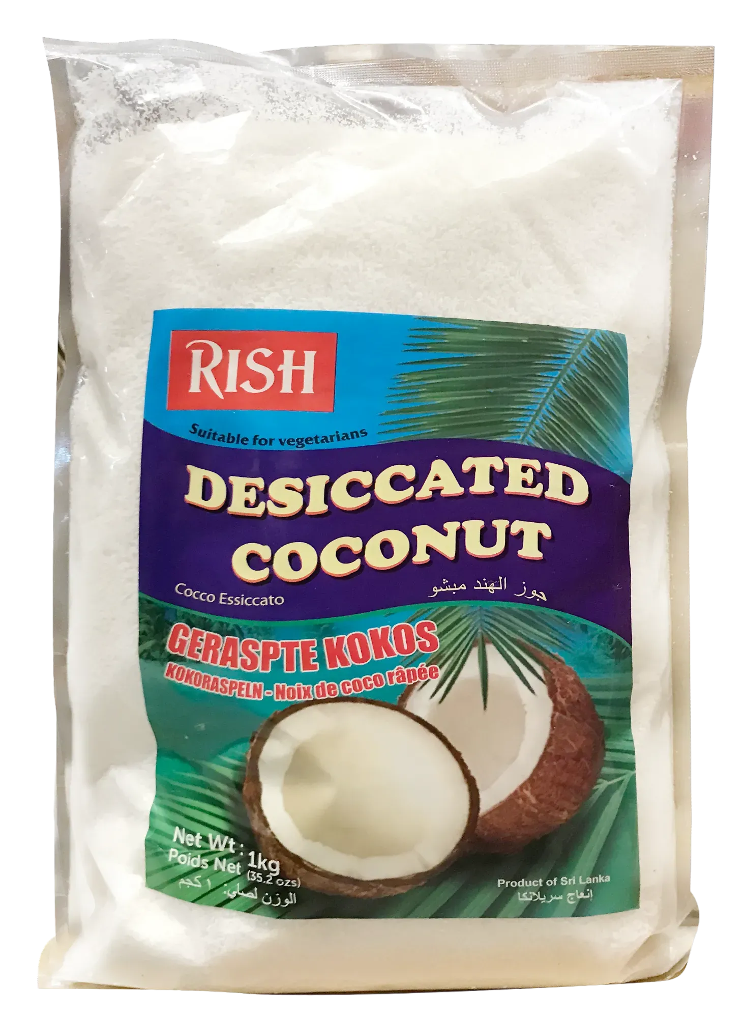 RISH | Strouhaný kokos - sušený - Hmotnost 1000 g